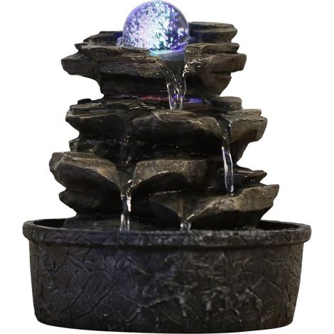 Fontaine Little Rock en polyrésine, brun foncé, 20 x 20 x 23 cm (1/4)