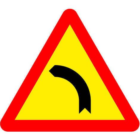 Señal de obra curva peligrosa hacia la izquierda en acero galvanizado SEKURECO                                                          70 cm (1/3)