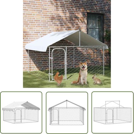 The Living Store Outdoor-Hundezwinger mit Dach 200x200x150 cm - Outdoor Hundezwinger - Hundehütte - Hundegarten - Hundeauslauf - Sicherheitszaun (1/5)