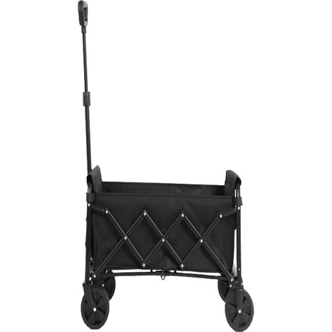 Chariots de plage pliables, légers, portables et robustes avec roues - Chariots utilitaires d'extérieur pour courses, camping, shopping, sport, jardinage - Grande capacité - Noir (1/5)