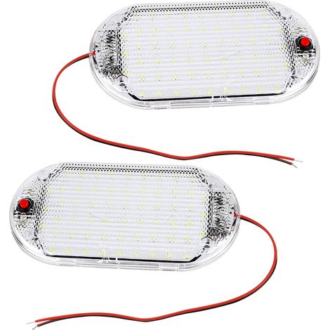 Éclairage intérieur LED pour voiture (lot de 2) avec interrupteur — Adapté aux berlines, fourgonnettes, camping-cars, camions et bateaux (Plafonniers / Lampes de lecture)