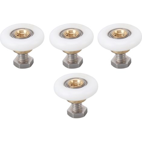 4 pcs roulettes pour porte douche coulissante salle de bain vitre acier inox nylon cuivre 25mm accessoires rechange (1/5)