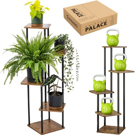 PALACE Blumenständer aus Metall - schwarzer Ständer für 5 Blumentöpfe