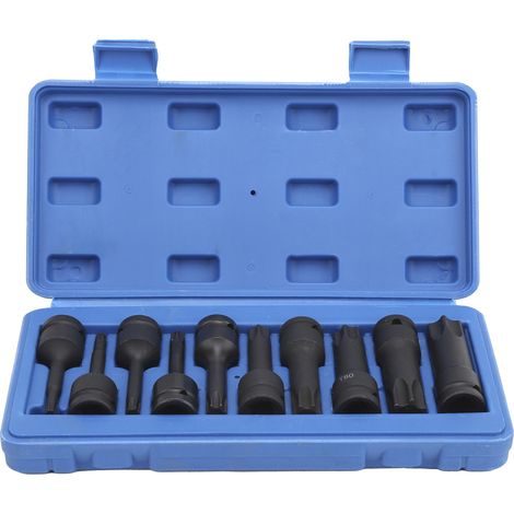 Lot de 10 embouts de tournevis à douille carrée 1/2", CRMO étoile T30 T100 série T, 78 mm, outil de réparation automobile (1/5)