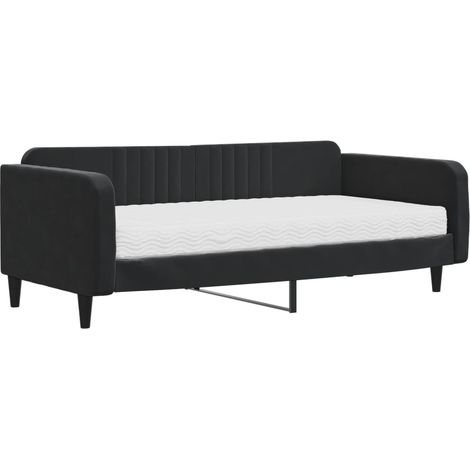 Maison Exclusive - Divano Letto con Materasso Nero 100x200 cm in Velluto (1/5)