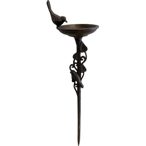 Ornate Cast Iron Bird Bath Ground Stake