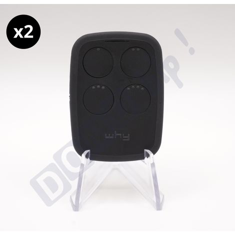 WHY EVO NOA - Lot de 2 Télécommandes universelle 4 boutons Noir Réglisse multi-fréquences 280-868 MHz - Code fixe & rolling code - Ref : 4791018