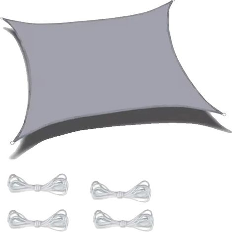 Vela de sombra, impermeable, con protección UV, gris, 1 unidad, 4x4 m (1/2)