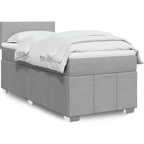 Boxspringbett mit Matratze Hellgrau 90x200 cm Stoff