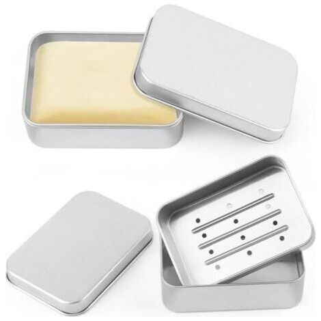 2-piece aluminum soap dish with removable drainer, convenient for travel, waterproof, for home or travel, suitable for all types of soaps. (1/4)