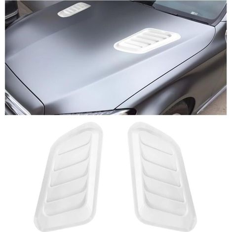 Garniture d'Aile d'Aération de Capot, Voiture ABS Décoratif Débit d'Air Admission Scoop Turbo, Évent Modifié Couverture Accessoires pour Voiture (Blanc) (1/5)