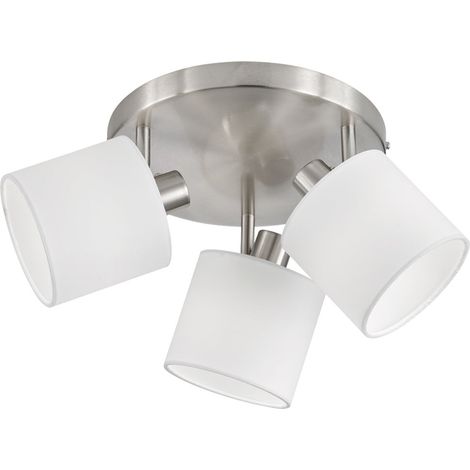 Plafoniera 3 Spots Luci Led Faretti 25 cm Acciaio Bianco Tommy GD Trio (1/5)