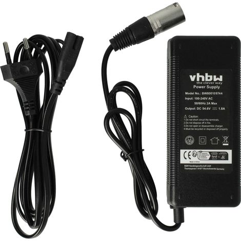 vhbw 1x Ladegerät kompatibel mit NCM Essen ab 2015 Fahrradakkus, E-Bike - Für 48 V Akkus, mit XLR Anschluss 100 W