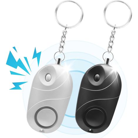 (Noir + Argent) Alarme personnelle porte-clés alarme de sécurité personnelle Sirène 140 dB avec lumière LED Sécurité d'urgence et autodéfen (1/5)