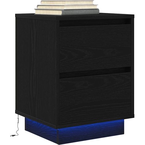 Nachttisch mit LED-Leuchten Schwarz 38x34x50 cm