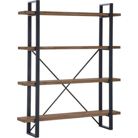 Estantería alta Plank acabado roble american/negro, 180cm(alto) 150cm(ancho) 35cm(largo). (1/3)