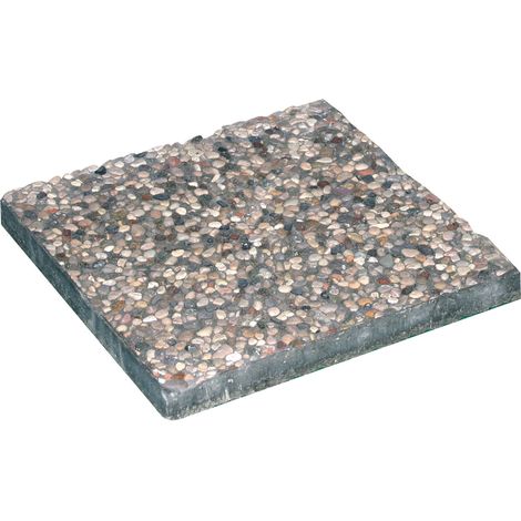 Base lastra quadrata in marmo e ghiaia per ombrelloni con base a croce - 14 Kg Grigio (40x40)