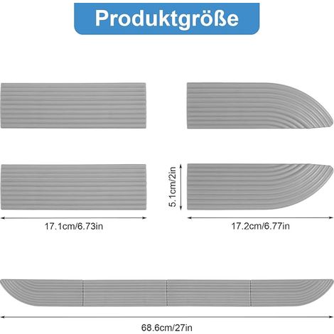 Rampe de Seuil, Rampe de Seuil de Porte pour Aspirateur Robot en TPE pour Seuils de 1,4 à 2,3 cm, Barre de Seuil pour Aspirateurs Robots Fauteuils Roulants(68 x 5,3 x 1,6 cm) (1/3)