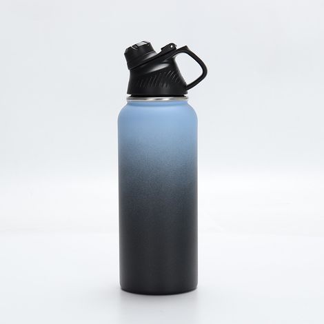 Gourde inoxydable double paroi isolante grande capacité pour sport extérieur, bouteille thermos acier inoxydable, gobelet spatial 1L, maintien chaud et froid. (1/5)