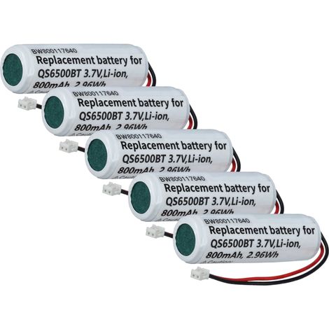 vhbw 5x Akku kompatibel mit Datalogic QuickScan QS65-3030000R, QS65-3010101-105 Barcodescanner POS (800 mAh, 3,7 V, Li-Ion)