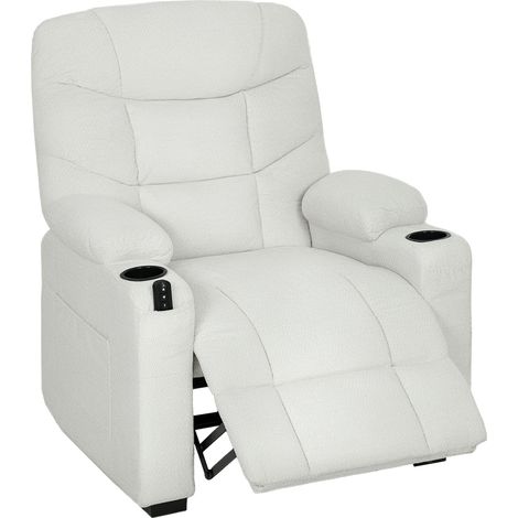 HOMCOM sillón relax reclinable eléctrico silencioso con función memoria, reposapiés, mando a distancia, bolsillos laterales, portavasos y puerto usb