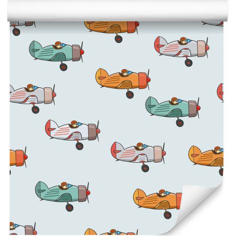 Papier peint féerique avec avions vintage, style vintage, 50 x 1000 cm (1/5)