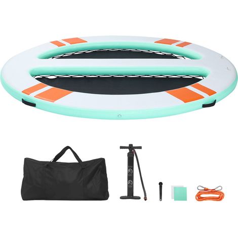 Aufblasbarer Schwimmponton 3,05 x 2,44 m, runde, rutschfeste Plattform für Wasser, aufblasbare Matte mit Tragetasche und abnehmbarer Leiter, Inselfloß für Pool, Strand, Meer (1/5)