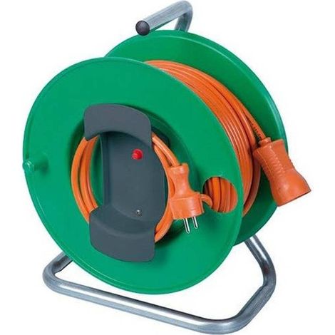 Enrouleur Électrique de Jardin 40m - Câble Orange 3x1,5 H05VV-F - Pratique et Résistant - D-Work