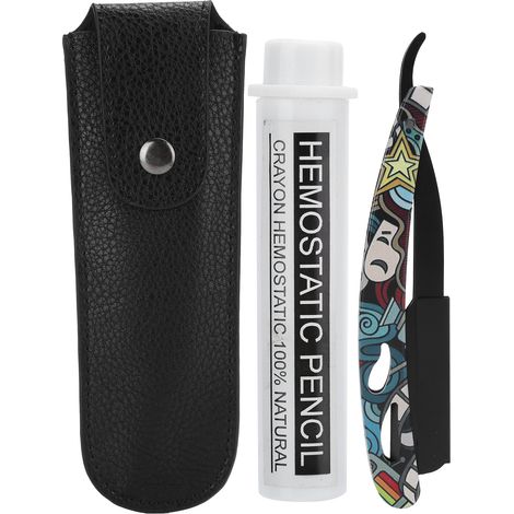 Kit étui de rangement pliable pour lame de rasoir manuelle + porte-lame + crayon hémostatique, lot complet (1/5)