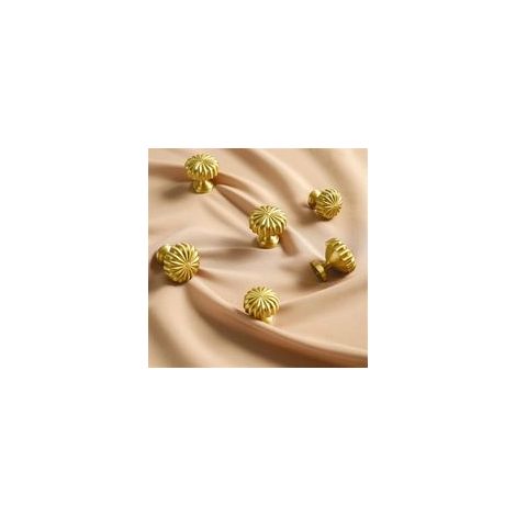 Juego de 6 tiradores redondos para muebles en latón color oro, ideales para armarios, cajones, roperos, cómodas y otras puertas. - Crezuo