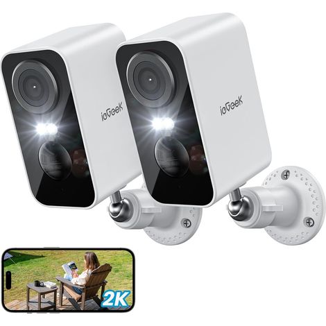 2K Caméra Surveillance WiFi Exterieure sans Fil ZS-GX3S 2pcs Vision Nocturne Couleur, AI (1/5)