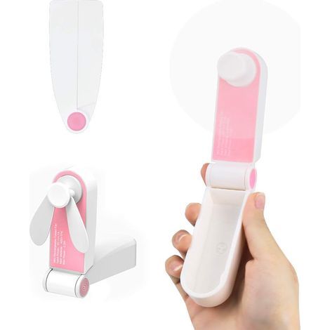 Mini ventilateur de poche USB rechargeable rose, 2 vitesses – Ventilateur portable silencieux pour maison, bureau et voyage – Compact–DELKEVIC (1/5)