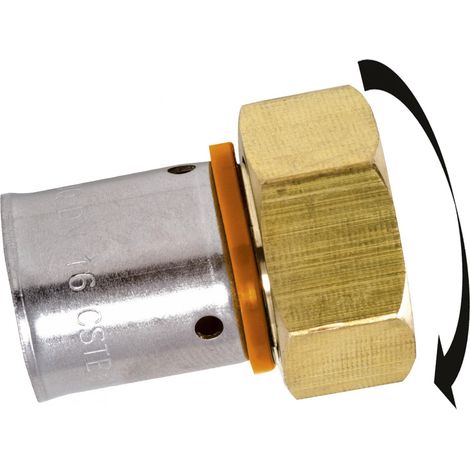QUICK PLOMBERIE Raccord droit avec écrou libre à sertir laiton F 20 x 27 pour tube en per