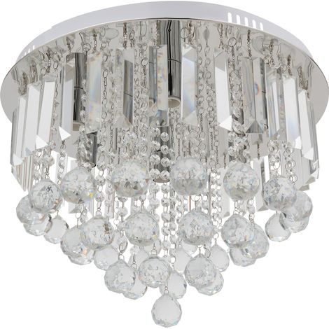 Lustre en cristal, plafonnier encastré, luminaire moderne de 48 x 26 cm pour chambre, couloir, bar, cuisine ou salle de bains. Ampoules E14 et télécommande non fournies (1/5)