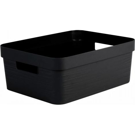 BOÎTE DE RANGEMENT DÉCOR STONE 12 L - NOIR - 36,7 X 28 X 14 CM - EDA PLASTIQUE (1/3)