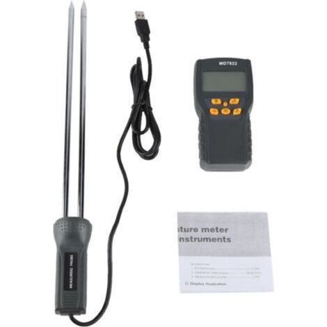 Grain Moisture Tester with Long Probe, Digital Display, Battery-Free (1/3)