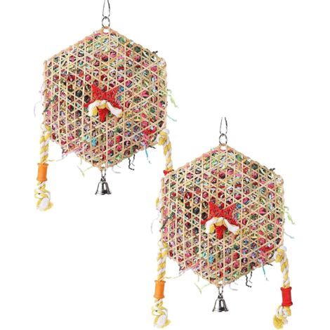 2PCS jouets de perroquet d’oiseau, perroquet d’oiseau quête de nourriture déchiqueteur jouets suspendus, boules avec la cloche, mâcher et déchiqueter oiseau quête de petits perroquets perruches amour (1/5)