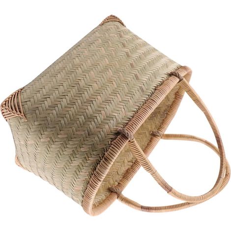 Creative Bamboo Woven Basket for Vegetable and Fruit Small Size Ideal for Outdoor Events and Home Organization Couleur Aléatoire (1/5)