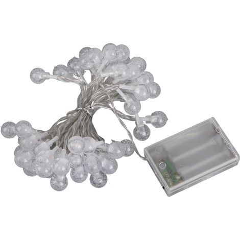 Kugelförmige LED-Lichterkette, IP66 wasserdicht, batteriebetrieben, 15 cm Abstand, farbige LED-Streifenleuchte, PVC-Abdeckung für die Terrasse (5 Meter, 50 Lichter, 3 Batterien) (1/2)