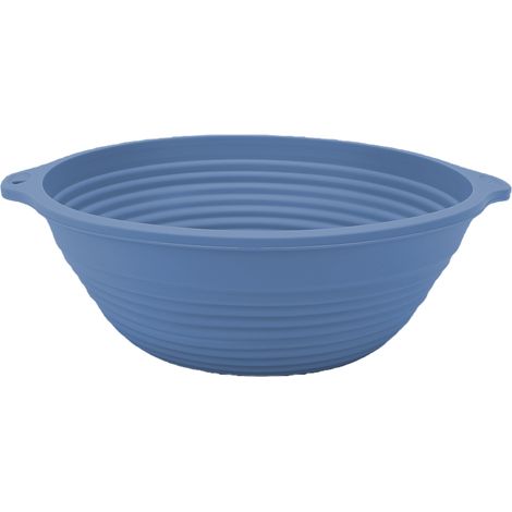 Panier à pain en silicone avec anneau de levage en acier renforcé intégré, bol à pâte rond avec poignées, ustensiles de pâtisserie bleu (1/5)