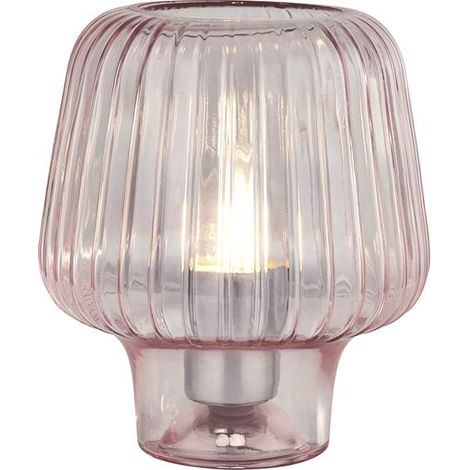Searchlight Aria Lampe de table en verre ondulé rose (1/2)