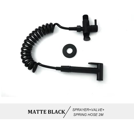 (Type B noir) Ensemble de douchette WC bidet portable en laiton doré rose, fixation murale, pommeau de douche de salle de bain autonettoyant (1/4)