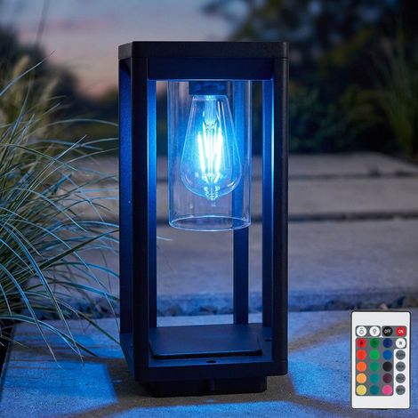 Telecomando per luce base da giardino Decorazione da giardino nera Lampada da esterno in piedi dimmerabile angolare in un set che include lampadine a LED RGB (1/5)