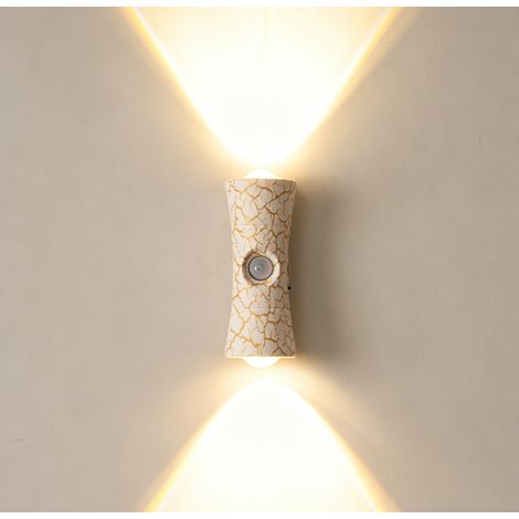 Applique Murale LED Sans Fil Rechargeable avec Détecteur de Mouvement - Fixation Magnétique, Éclairage Haut/Bas 3 Températures de Couleur pour Chambre, Couloir & Escalier - Motifs Craquelé Doré (1/5)