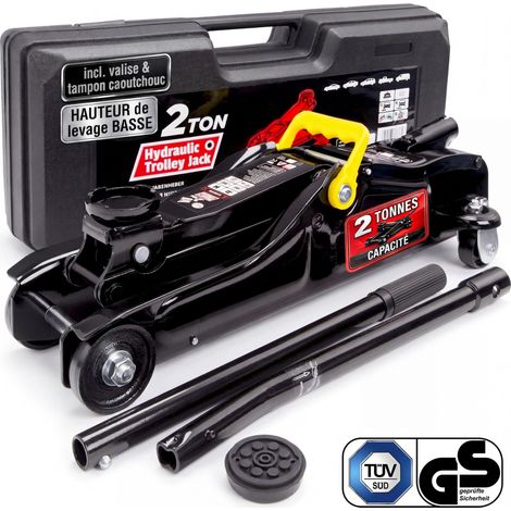 Cric hydraulique capacité 2 tonnes avec valise et patins en caoutchouc inclus levée de 85 à 330mm cric de levage voiture véhicules