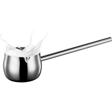 Mini casserole à lait avec poignée longue - 300 ml - Chauffe-beurre avec bec verseur - En acier inoxydable - Pour induction, lait, sauce, chocolat, beurre (1/5)