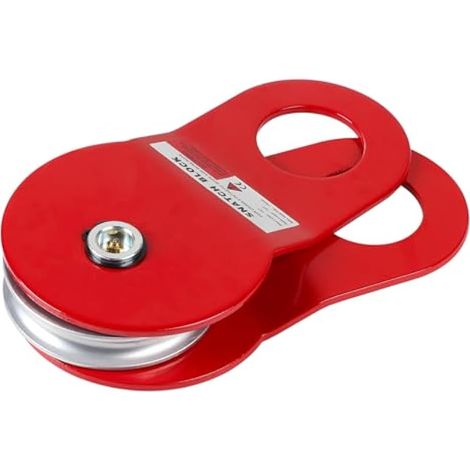 Poulie de treuil en acier rouge, gorge de roue de 15 mm, capacité de charge de 10 tonnes, pour câbles en acier et en plastique, pour le sauvetage forestier hors route. (1/5)