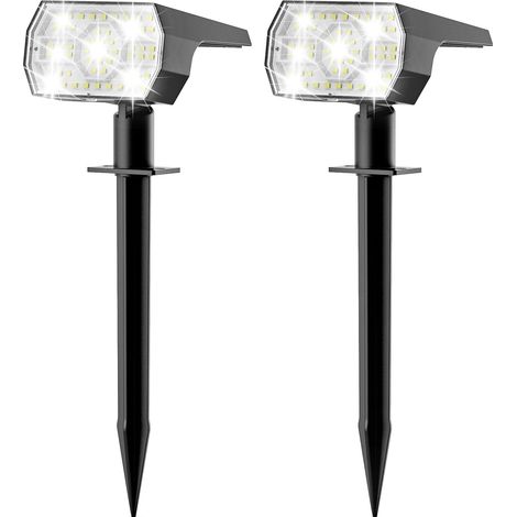 Lot de 2 Spot Solaire Outdoor, 56 LEDs 3 Modes Lampe Exterieur Jardin, Fonction 2 en 1 et IP65 Étanche Projecteur Pour Décoration, Allée, Chemin (1/5)