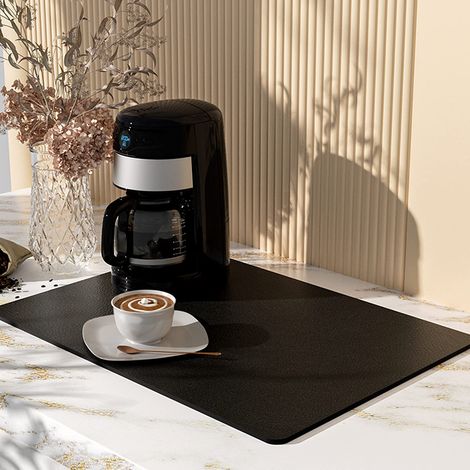 Tapis de café 30x50cm, tapis de séchage de comptoir de cuisine les taches cachées tapis de bar support en caoutchouc adapté au support de vaisselle de machine à expresso sous la machine à café (noir) (1/5)