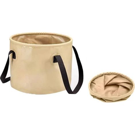 Seau pliant 10L Beige, bassin d'eau pliant pour l'extérieur, sac d'eau pliant portable, seau d'eau pliant pour le jardin, l'extérieur, la pêche, le camping et la plage (1/5)